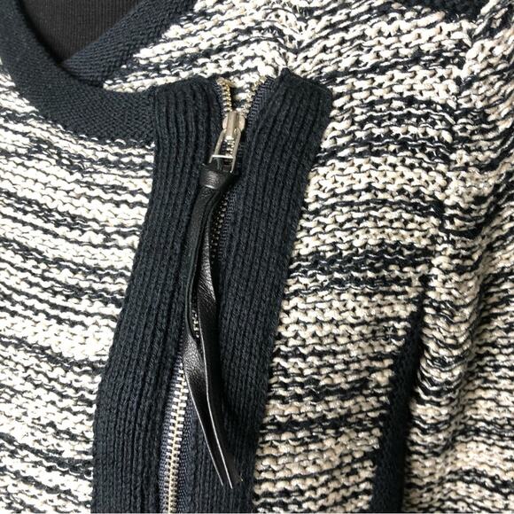 White + Warren black and cream full zip cardigan sweater jacket size Large - Picture 7 of 14